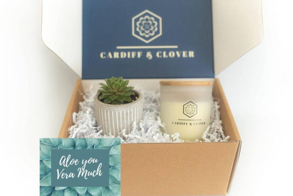 Aloe You Succulent Gift Box with Scented Soy Candle