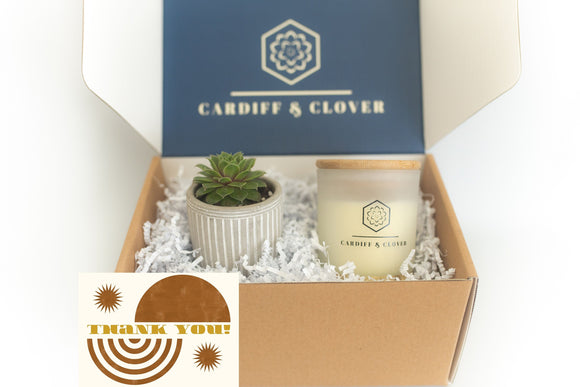 Thank You Succulent Gift Box with Scented Soy Candle